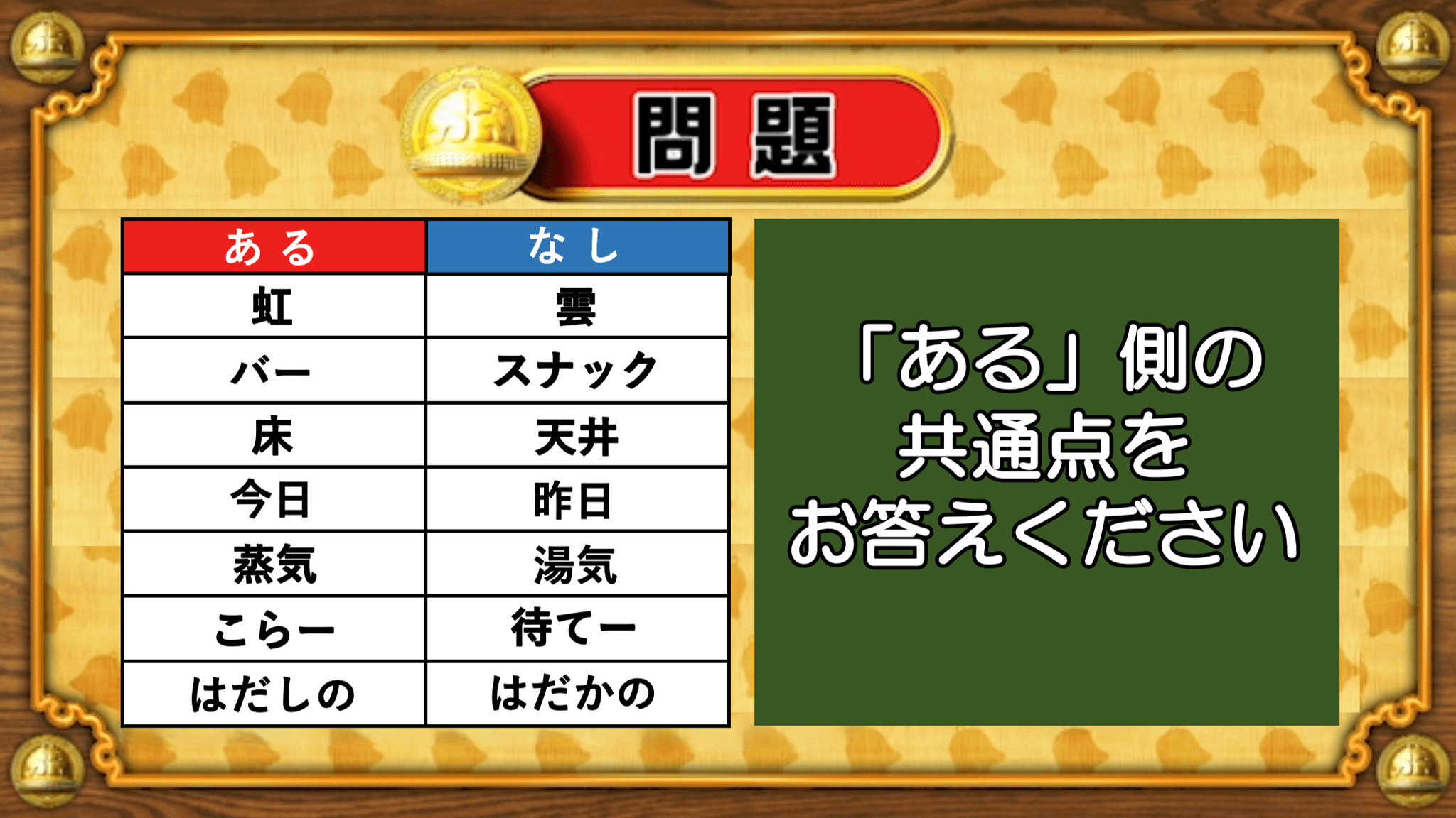 【おめざめ脳トレ】あるなしクイズ！「ある」側の共通点はなんでしょうか？【『クイズ！脳ベルSHOW』より】