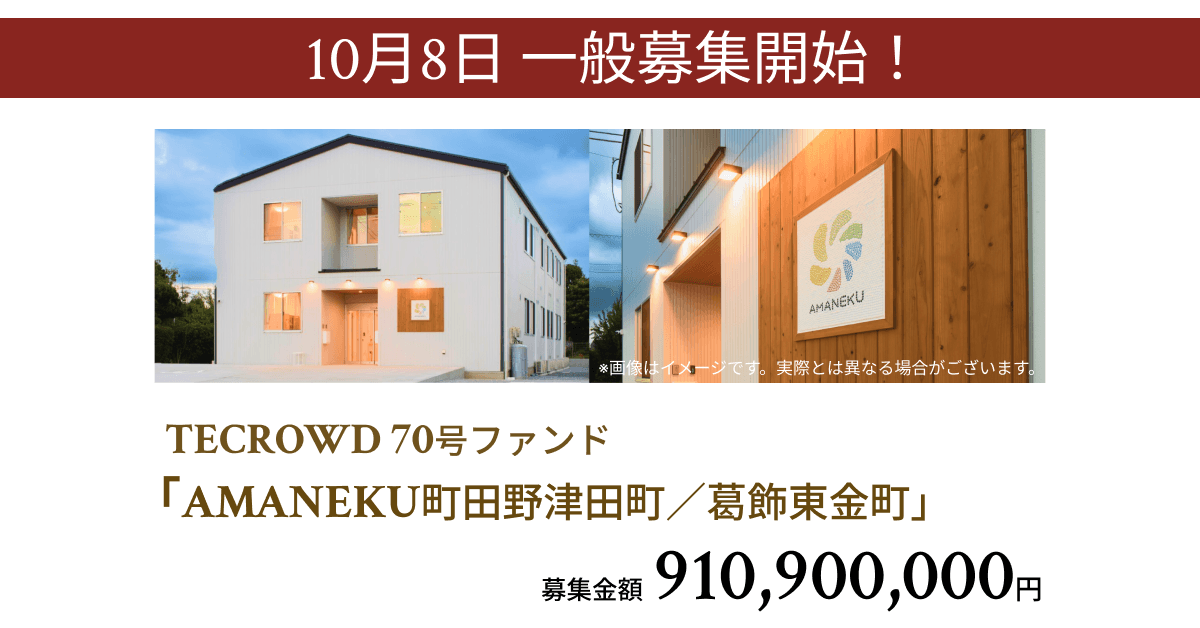 【想定年利8.5%】不動産クラウドファンディング「TECROWD」、障がい者グループホーム「AMANEKU町田野津田町／葛飾東金町」を投資対象とするファンド募集開始