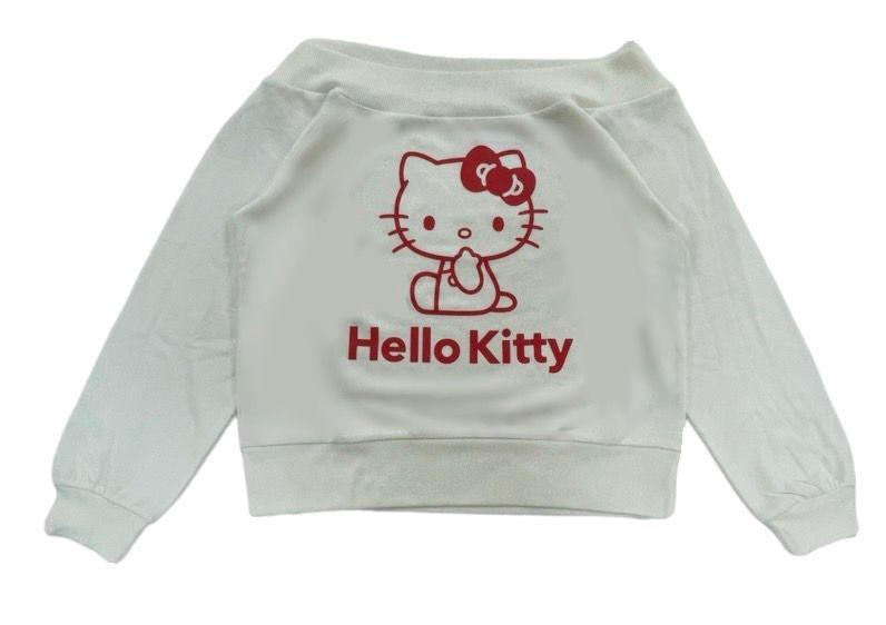 キティ23_HELLO KITTYプリントオフショルトレーナー_ワンウェイ